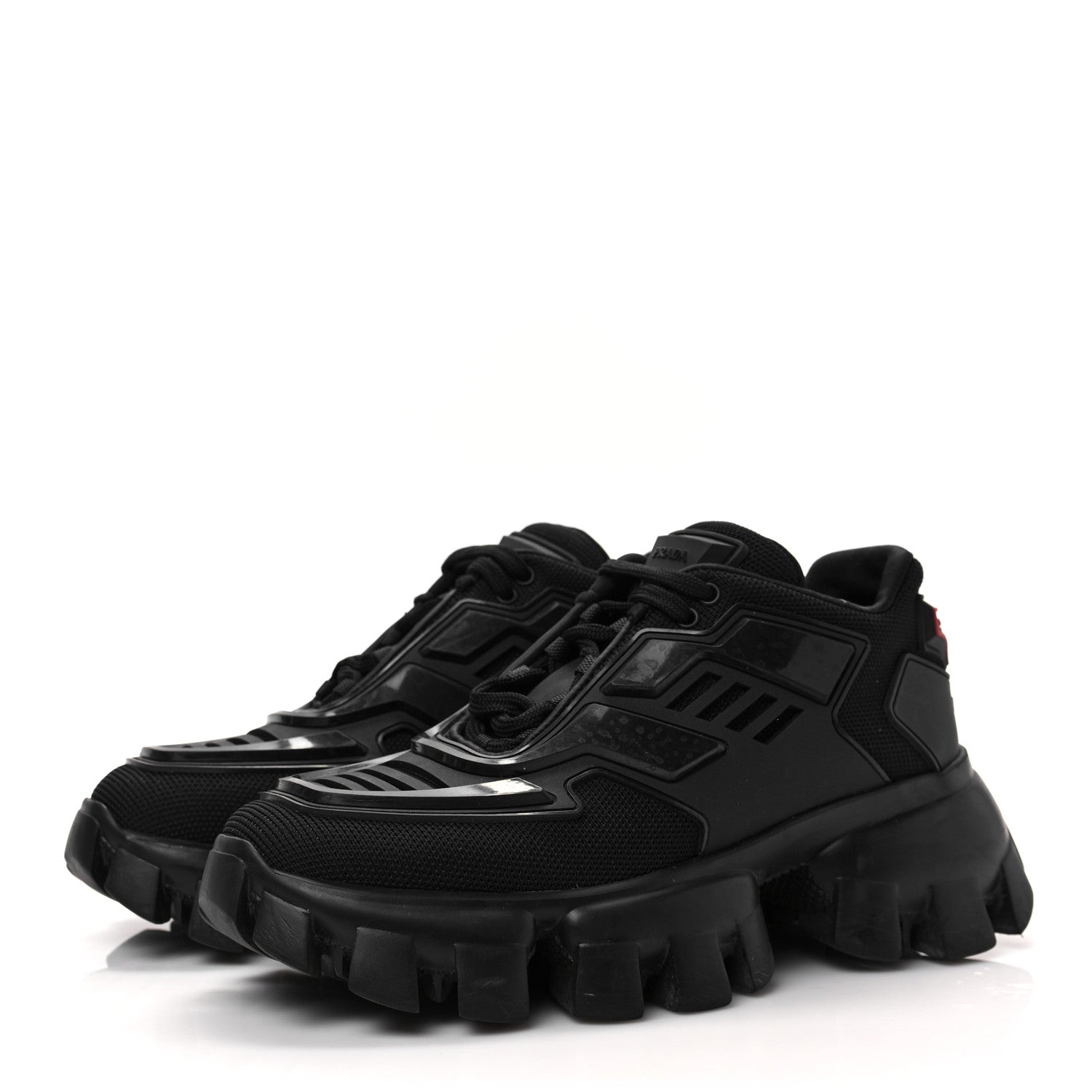 Prada Rubber Technical Knit Fabric Cloudbust Thunder Sneakers 35 Black 3 of 8