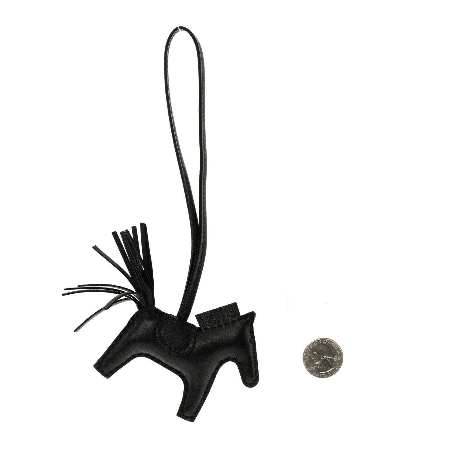 Hermes Milo Lambskin Grigri Rodeo Horse Bag Charm PM So Black 2 of 4