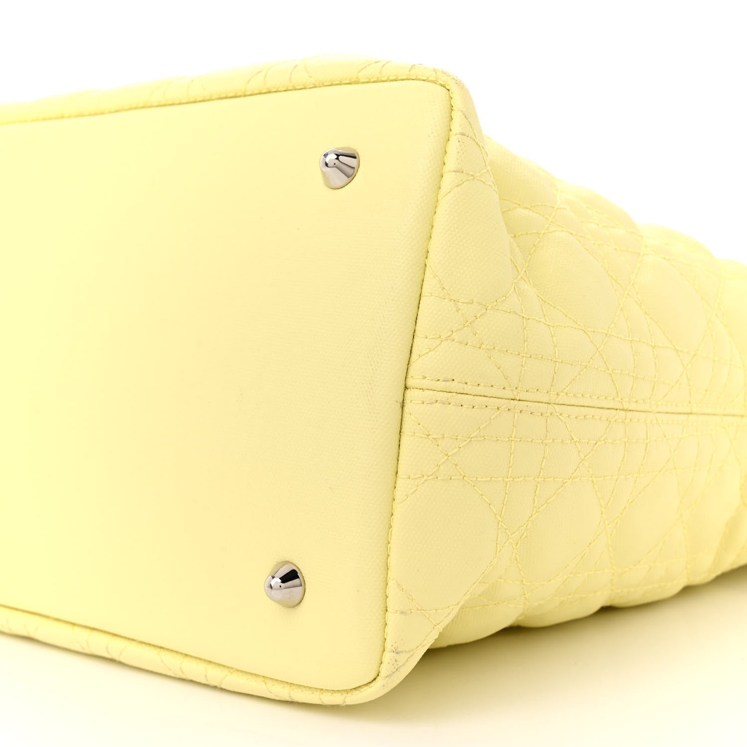 Christian Dior Coated Canvas Cannage Medium Panarea Tote Light Yellow 10 of 17