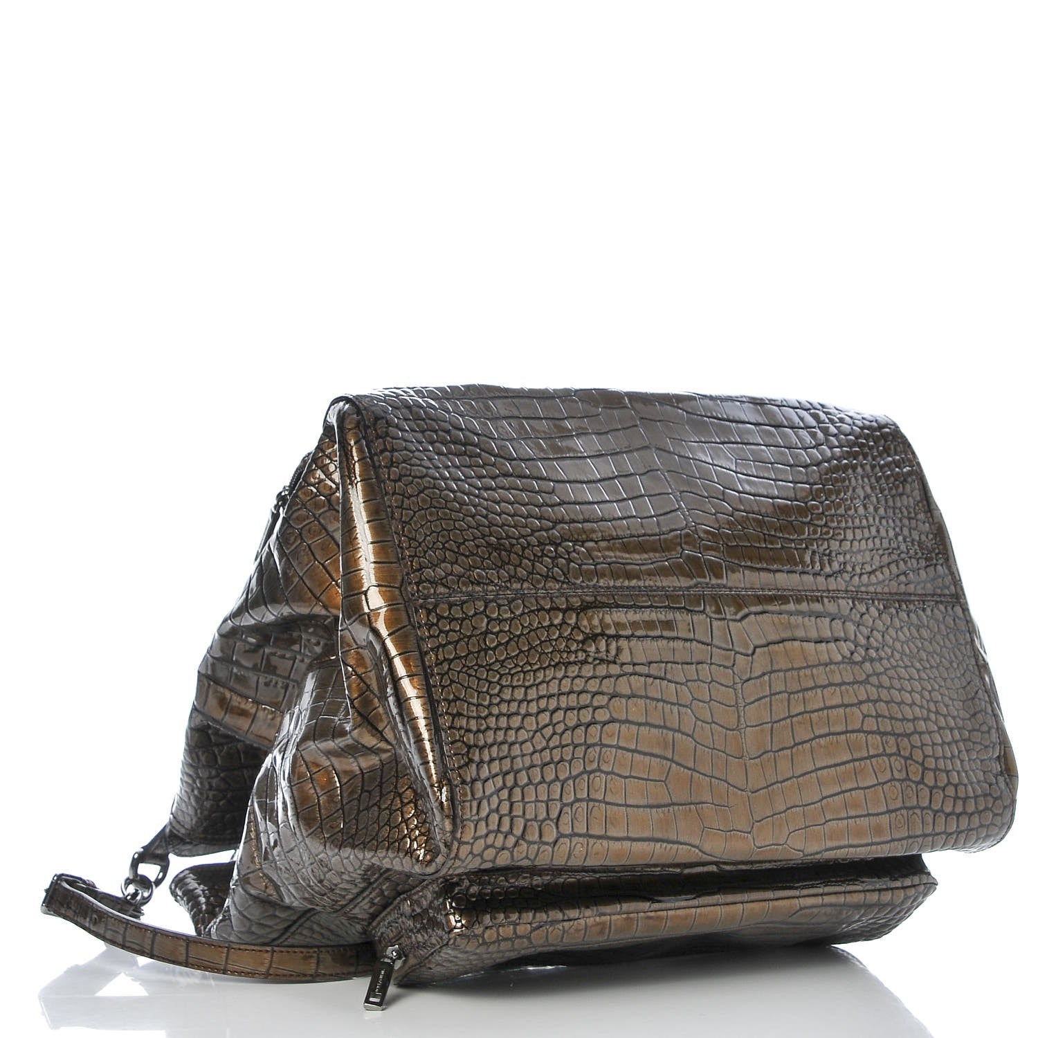 Dolce & Gabbana Patent Crocodile Embossed Miss Pocket Satchel Brown 5 of 8