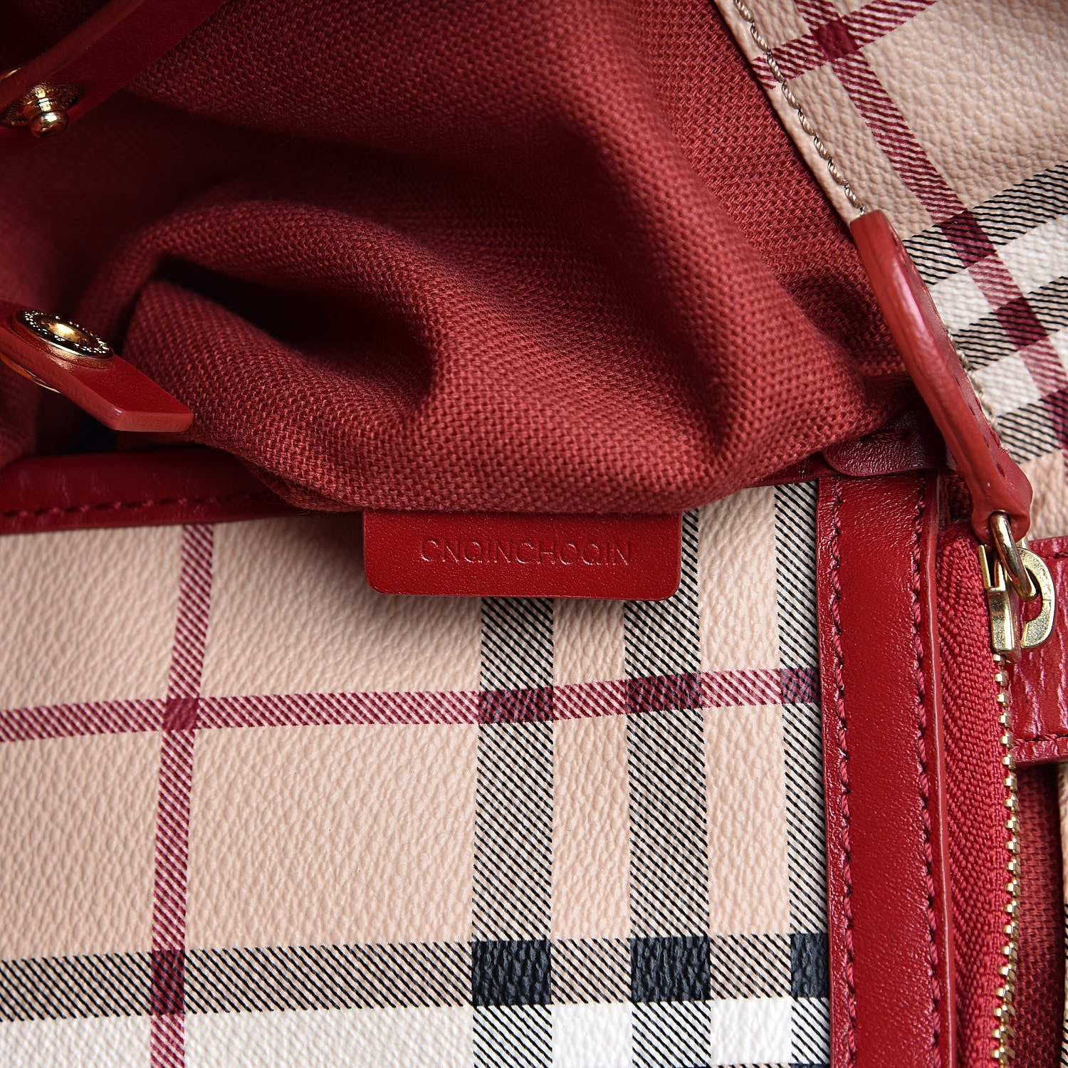 Burberry Haymarket Check Small Canterbury Tote Military Red 7 of 14