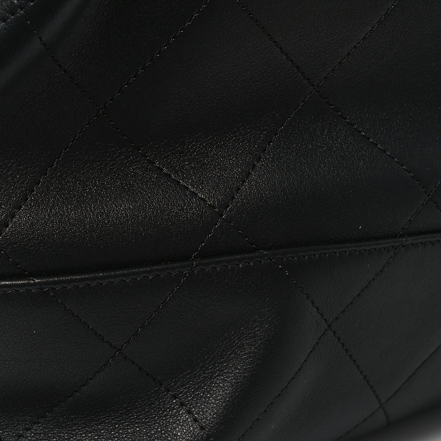 Calfskin Stitched Large Shopping Bag Black