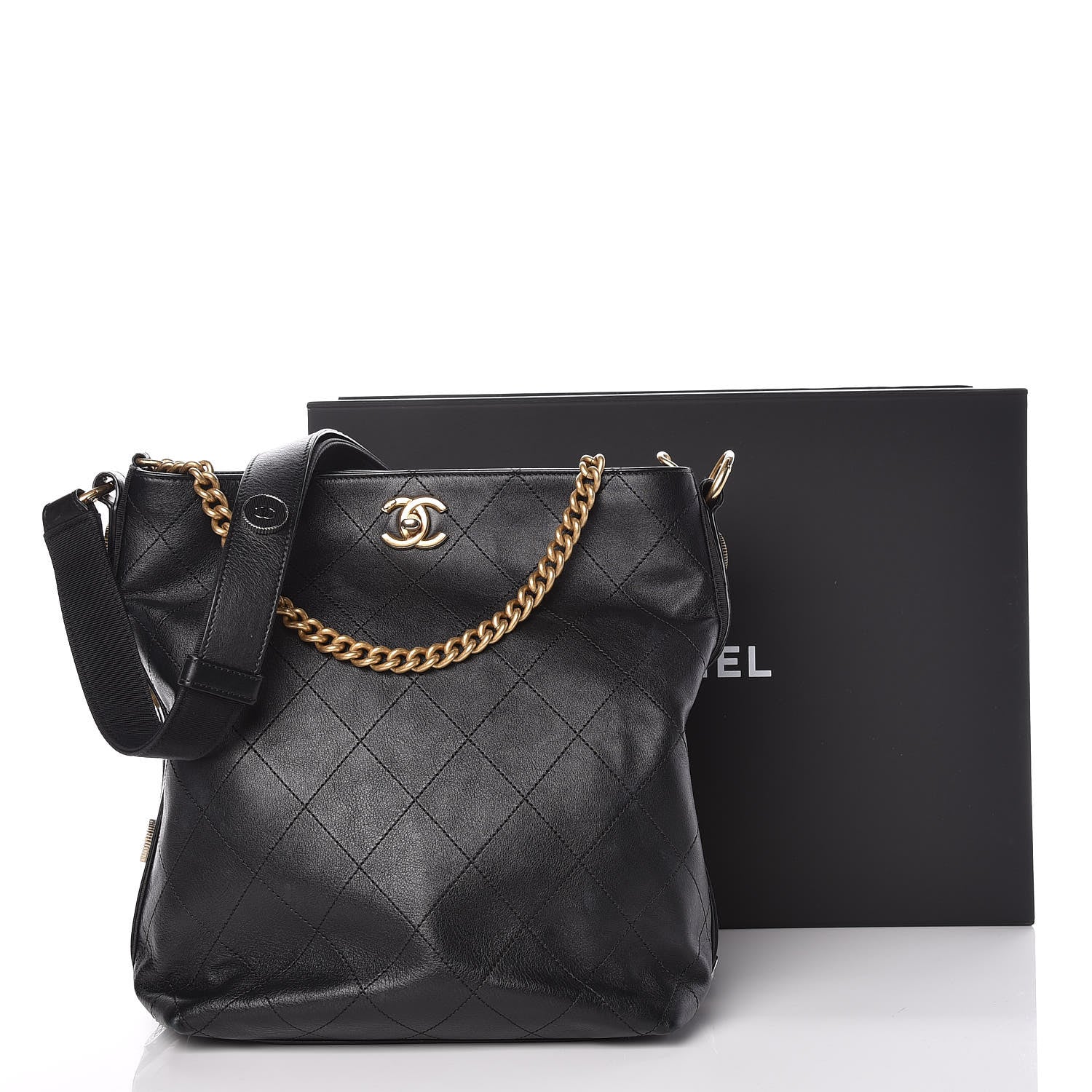 Chanel Calfskin Stitched Large Button Up Hobo Black 12 of 12