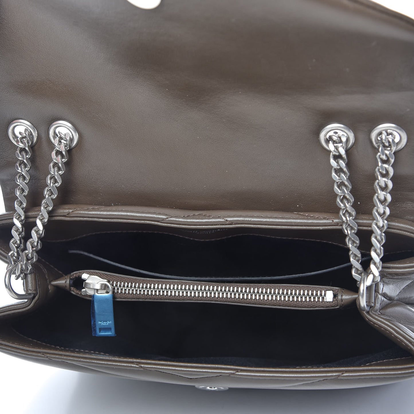 Calfskin Y Quilted Monogram Small Loulou Chain Satchel Faggio