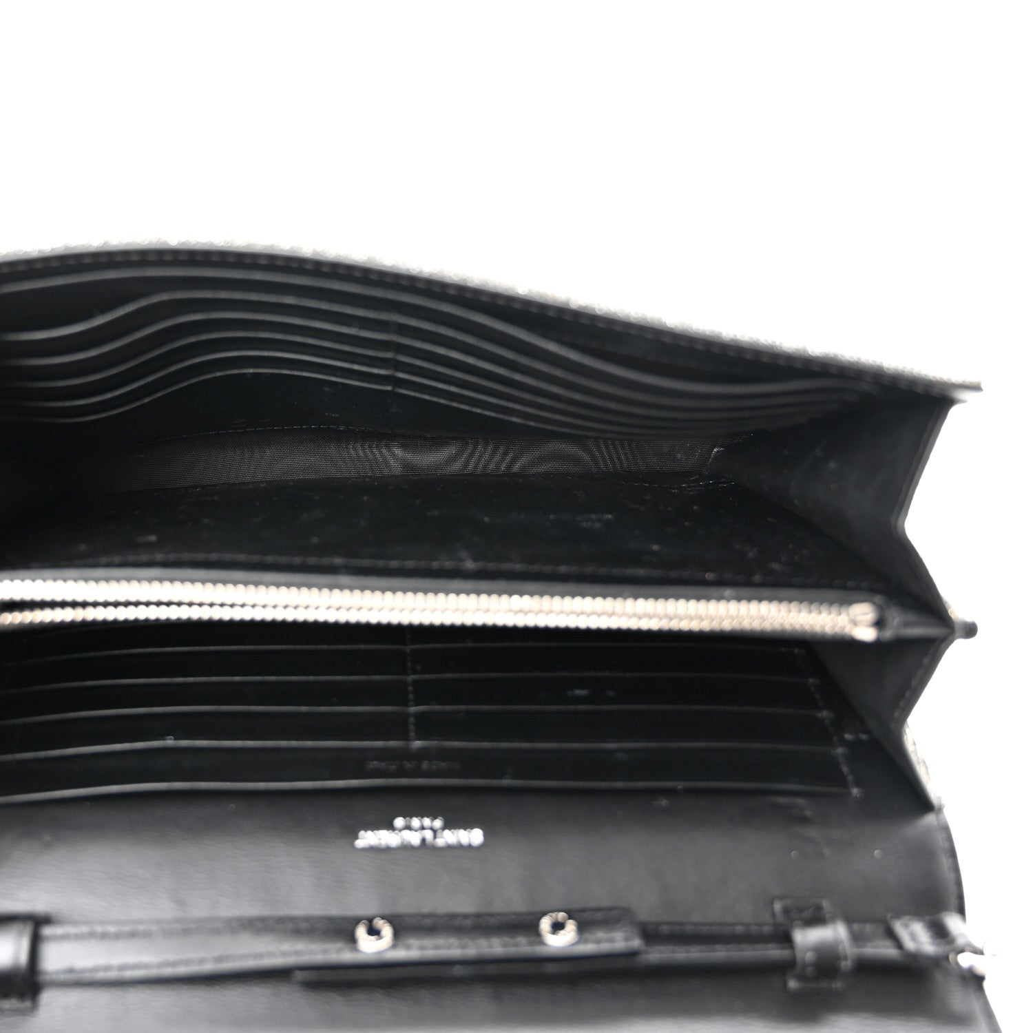Saint Laurent Grained Metallic Calfskin Monogram Chain Wallet 4 of 12