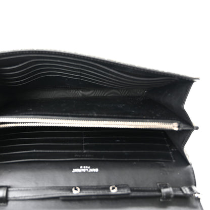 Saint Laurent Grained Metallic Calfskin Monogram Chain Wallet 4 of 12