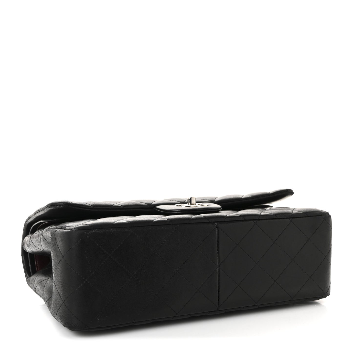 Lambskin Quilted Jumbo Double Flap Black