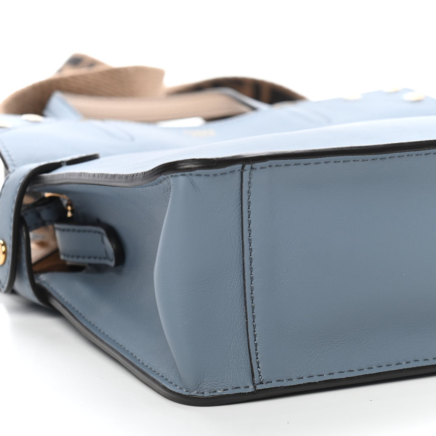 Vitello Grace Suede Small Flip Tote Azzurro Merlino Marrone Camelia