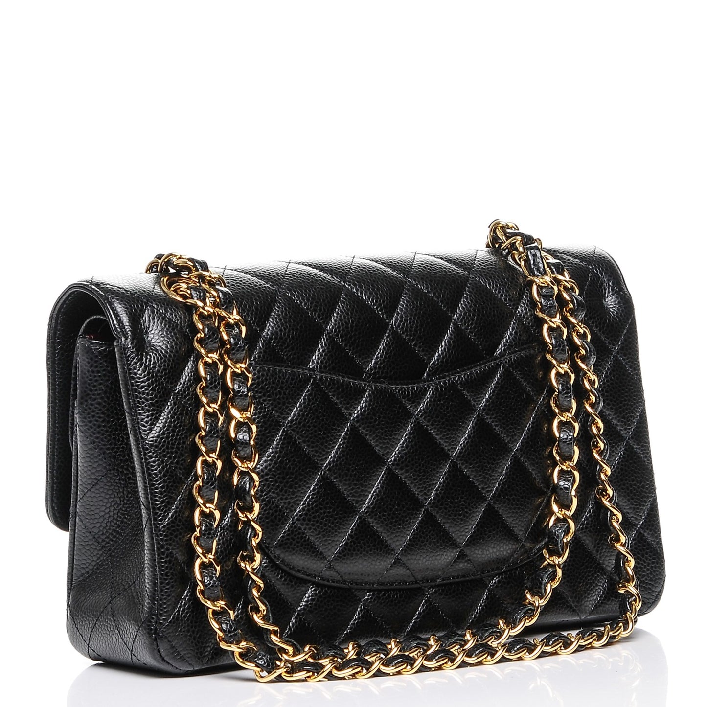 Caviar Quilted Medium Double Flap Black