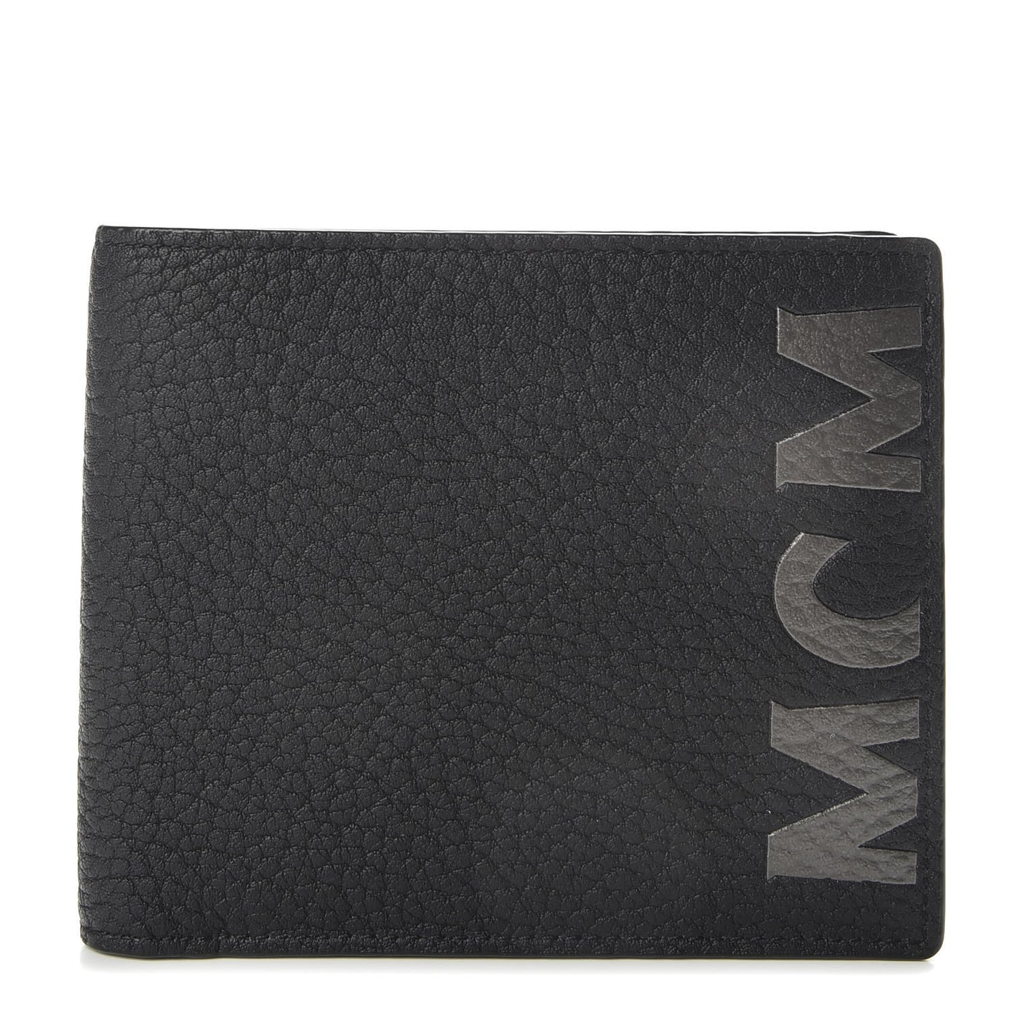 Grained Calfskin Logo Bi-Fold Wallet Black