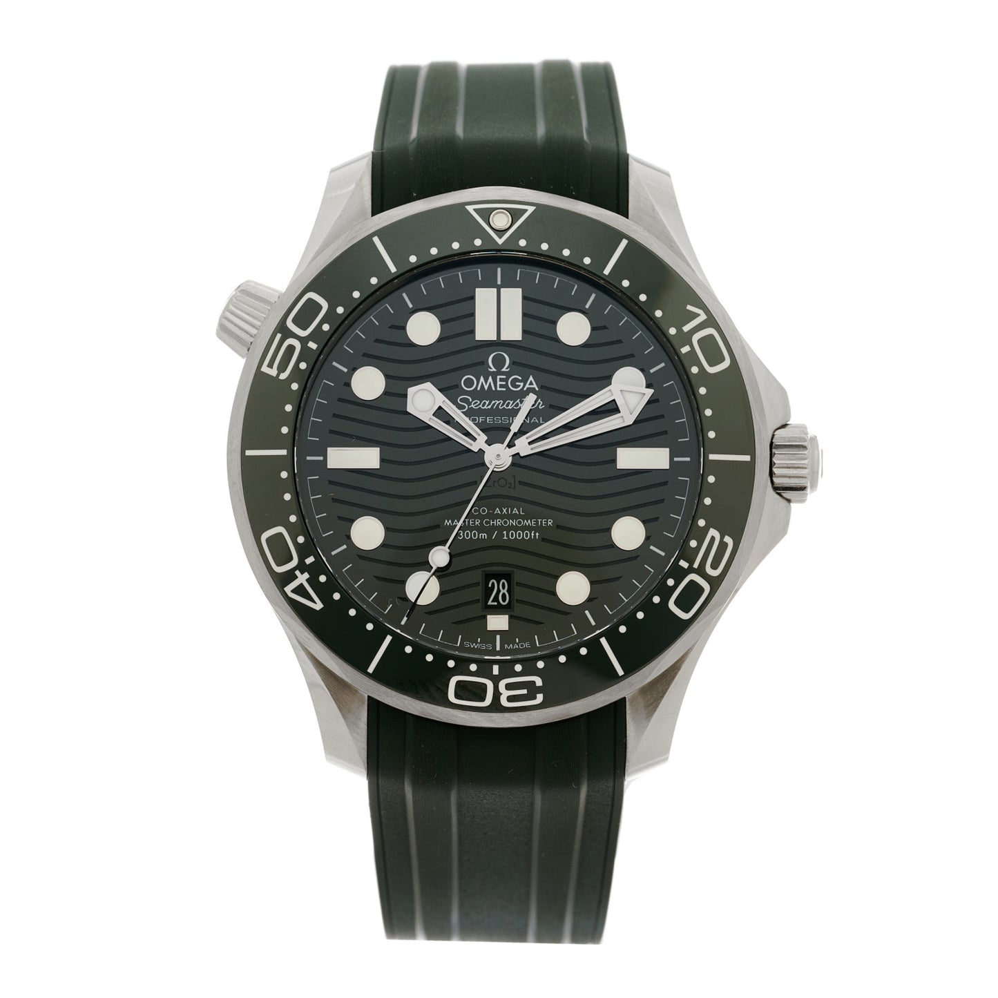 Stainless Steel Rubber 42mm Seamaster Diver 300M Co-Axial Master Chronometer Automatic Watch Green 210.32.42.20.10.001