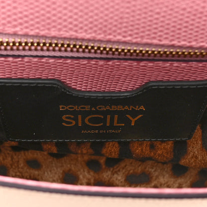 Dolce & Gabbana Lizard Calfskin Embossed Medium Miss Sicily Satchel Pink Beige 6 of 11