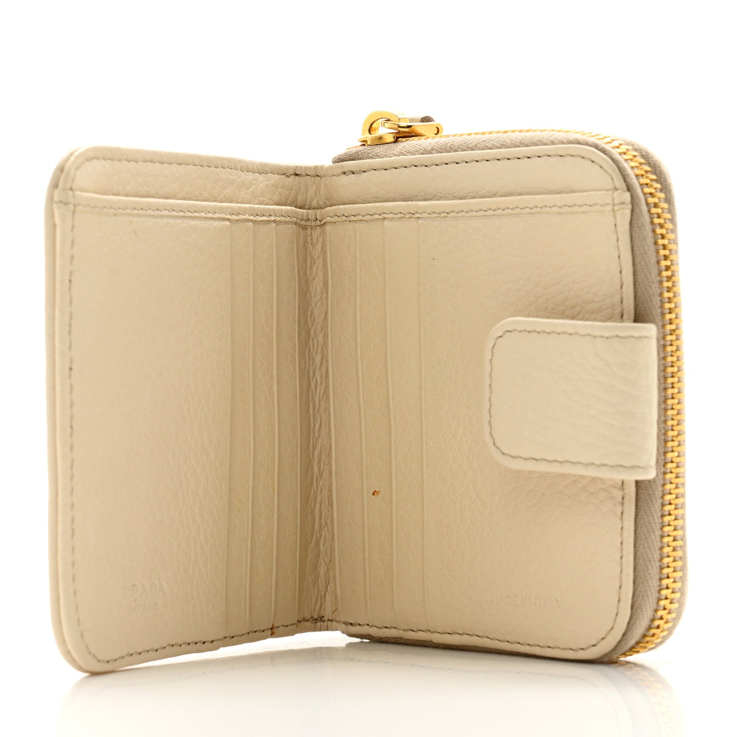 Prada Vitello Daino Compact Zip Around Wallet Cera 5 of 12