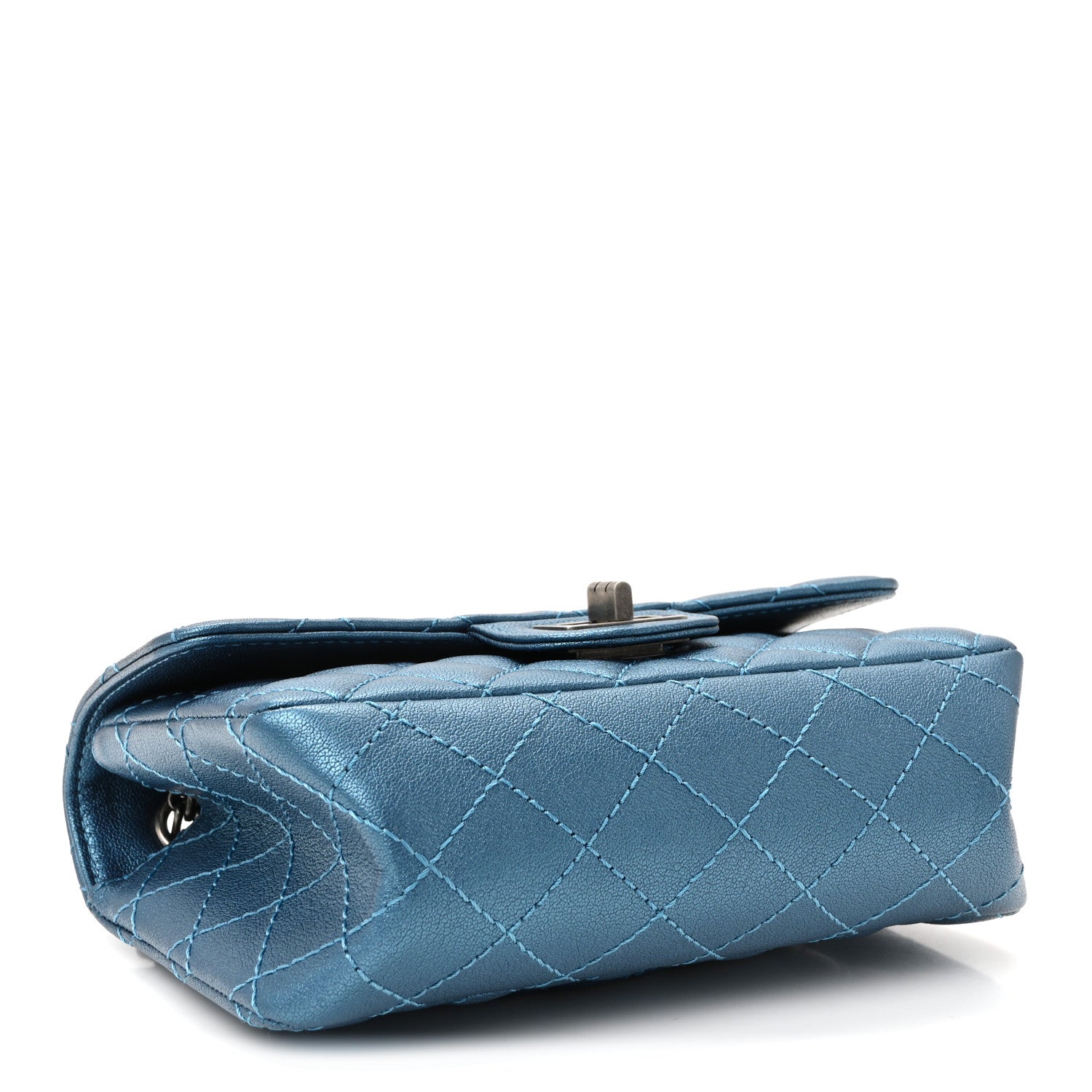 Chanel Metallic Sheepskin Quilted 2.55 Reissue Mini Flap Blue 4 of 10