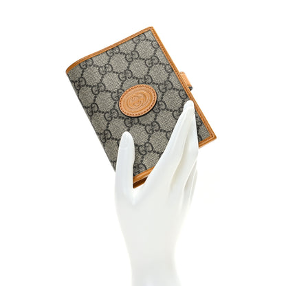 Gucci GG Supreme Monogram Textured Calfskin Retro Interlocking G Passport Case Beige Yellow 2 of 6