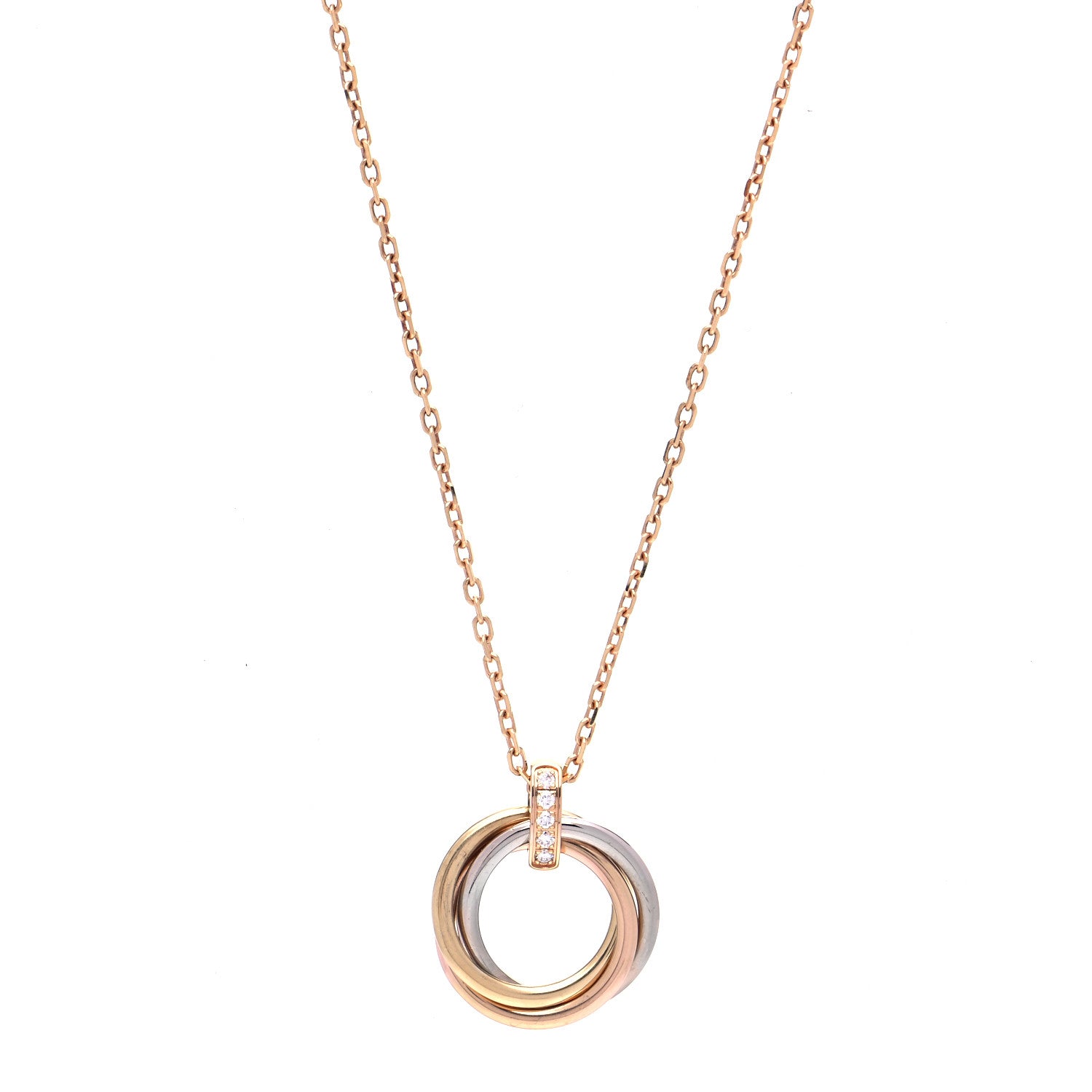 Cartier 18K Pink White Yellow Gold Diamond Trinity Pendant Necklace 1 of 7