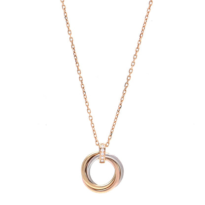 Cartier 18K Pink White Yellow Gold Diamond Trinity Pendant Necklace 1 of 7
