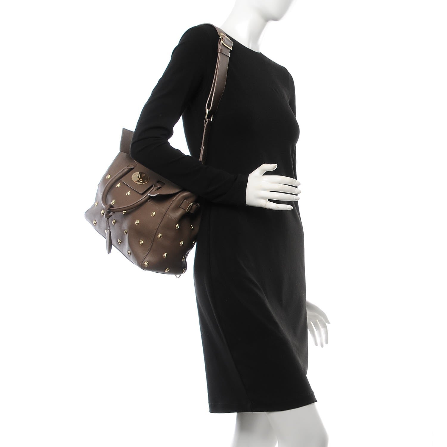 Mulberry Calfskin Studded Medium Cara Delevingne Convertible Satchel Taupe 2 of 8