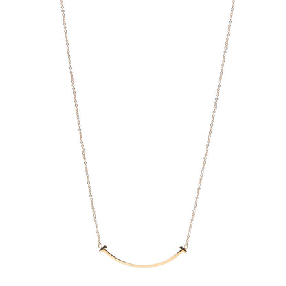 Tiffany 18K Rose Gold Small T Smile Pendant Necklace 1 of 5