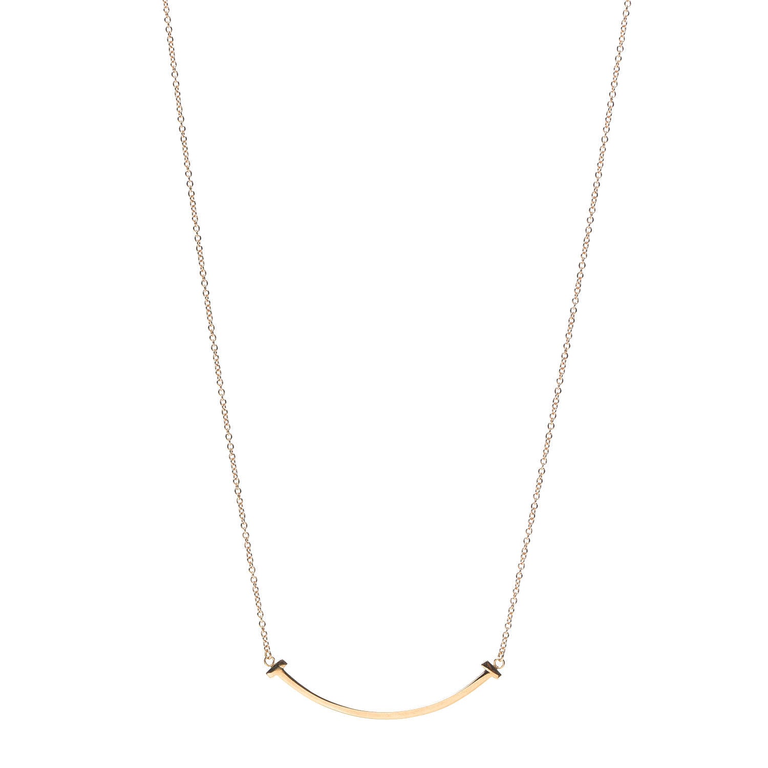 Tiffany 18K Rose Gold Small T Smile Pendant Necklace 1 of 5