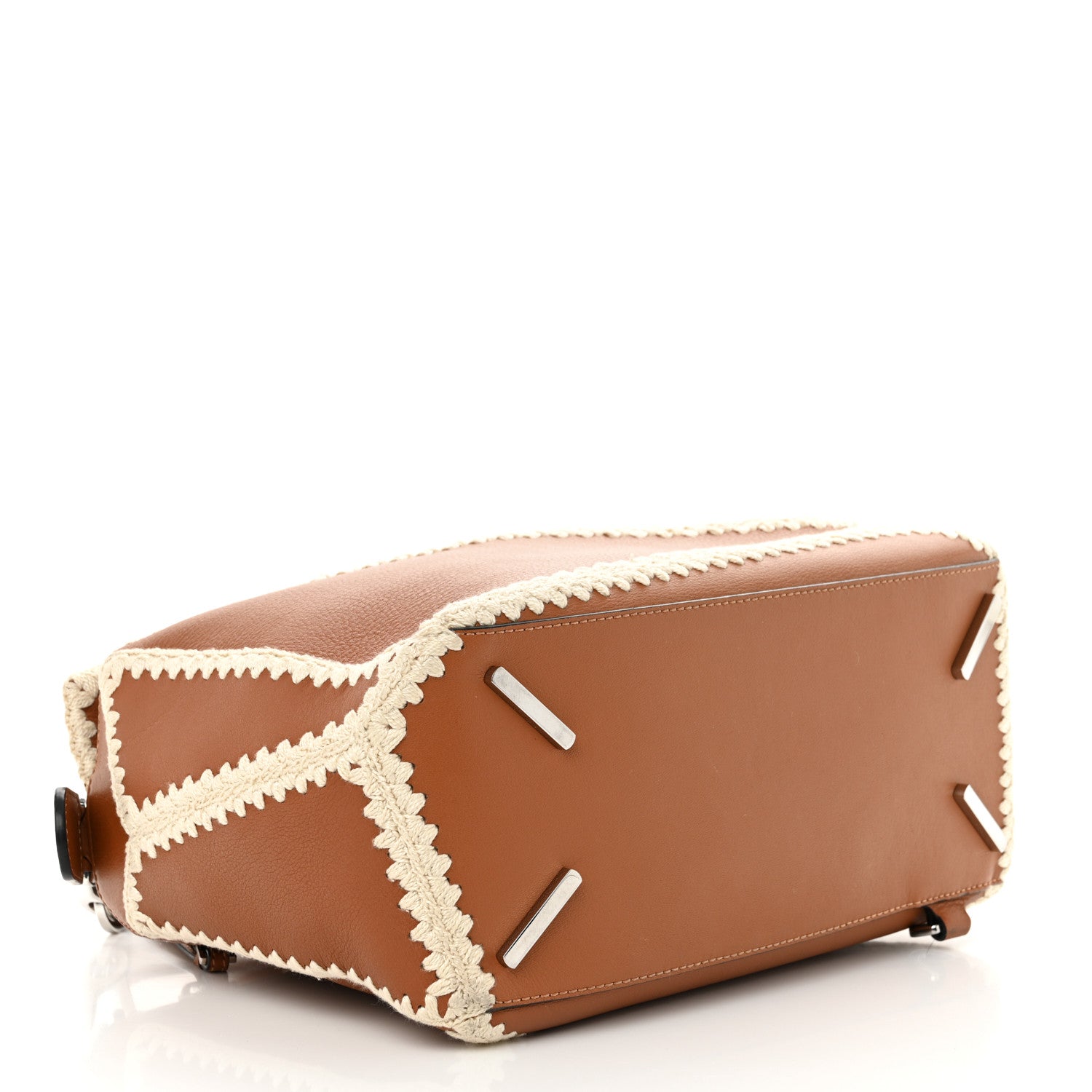 Loewe Calfskin Crochet Trim Medium Puzzle Bag Tan 4 of 11