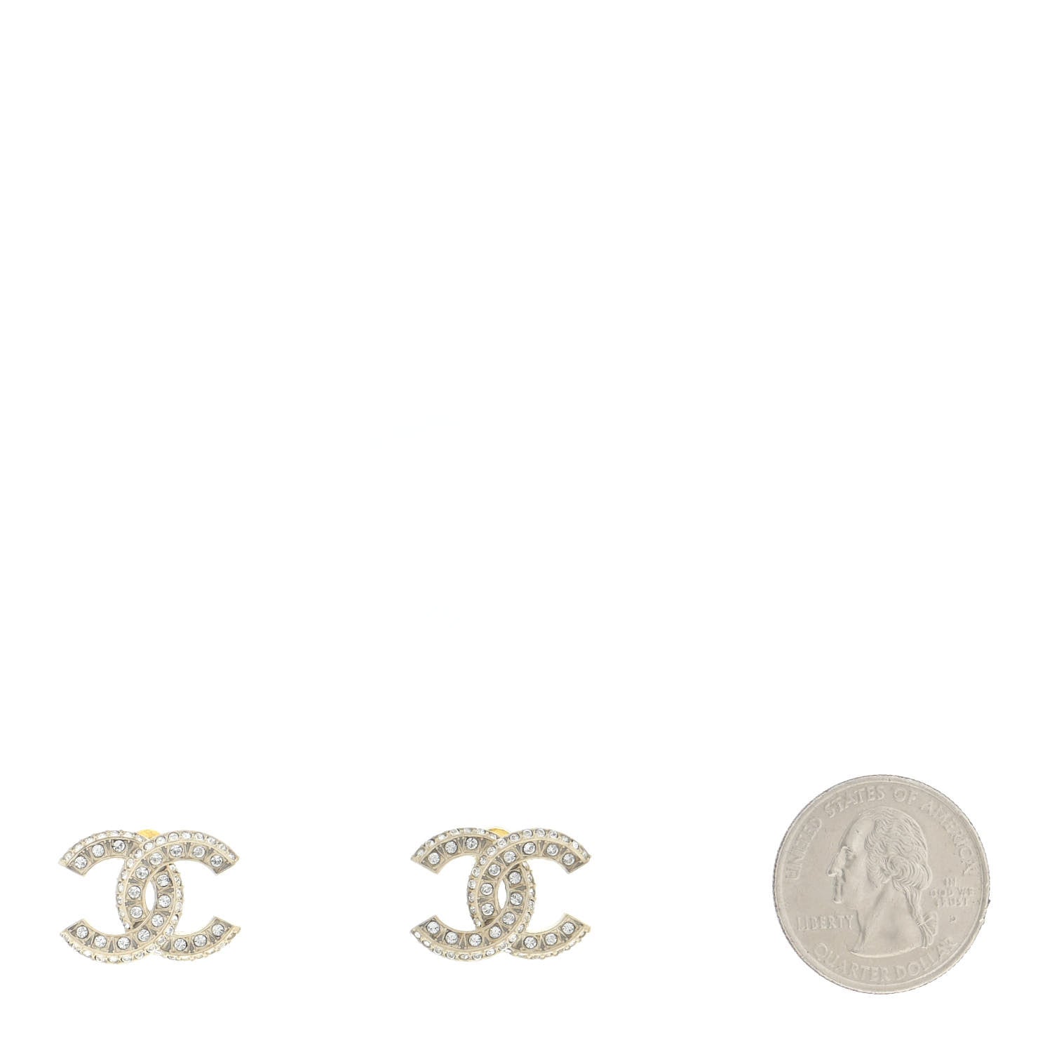Chanel Crystal Timeless CC Earrings Light Gold 2 of 5