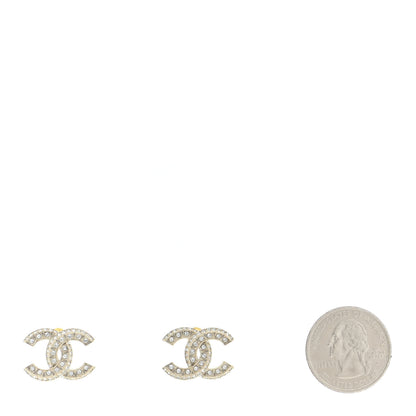 Chanel Crystal Timeless CC Earrings Light Gold 2 of 5