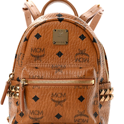 MCM Visetos Side Stud X-Mini Stark Bebe Boo Backpack Cognac 8 of 13