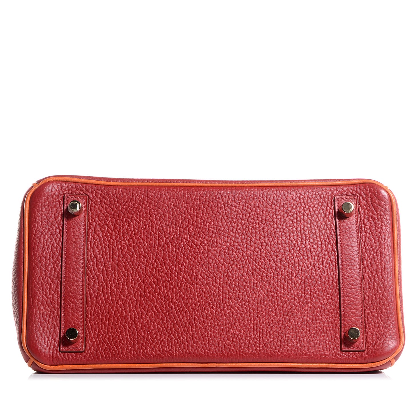 Taurillon Clemence Horseshoe Bi-Color Birkin 30 Rouge Garance and Orange