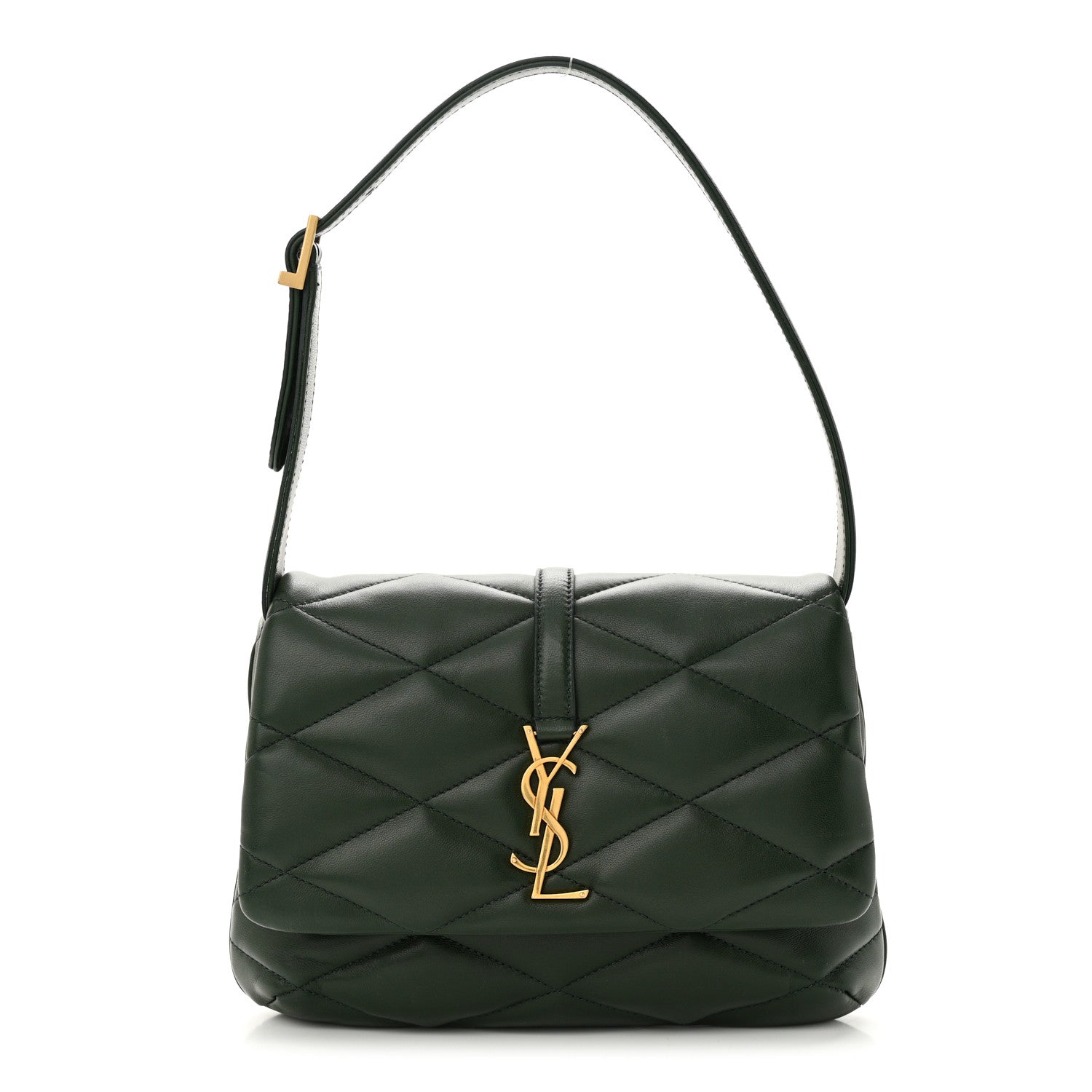 Saint Laurent Lambskin Quilted Le 57 Diamond Shoulder Bag Vert Fonce 1 of 11