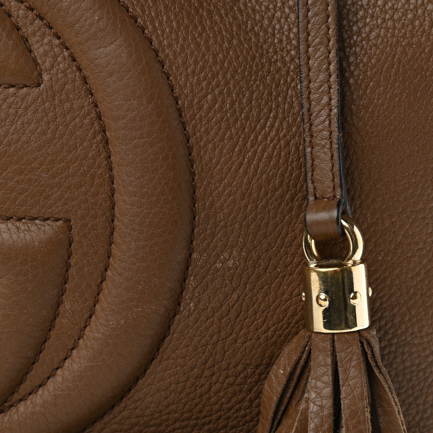 Pebbled Calfskin Medium Soho Chain Shoulder Bag Maple Brown