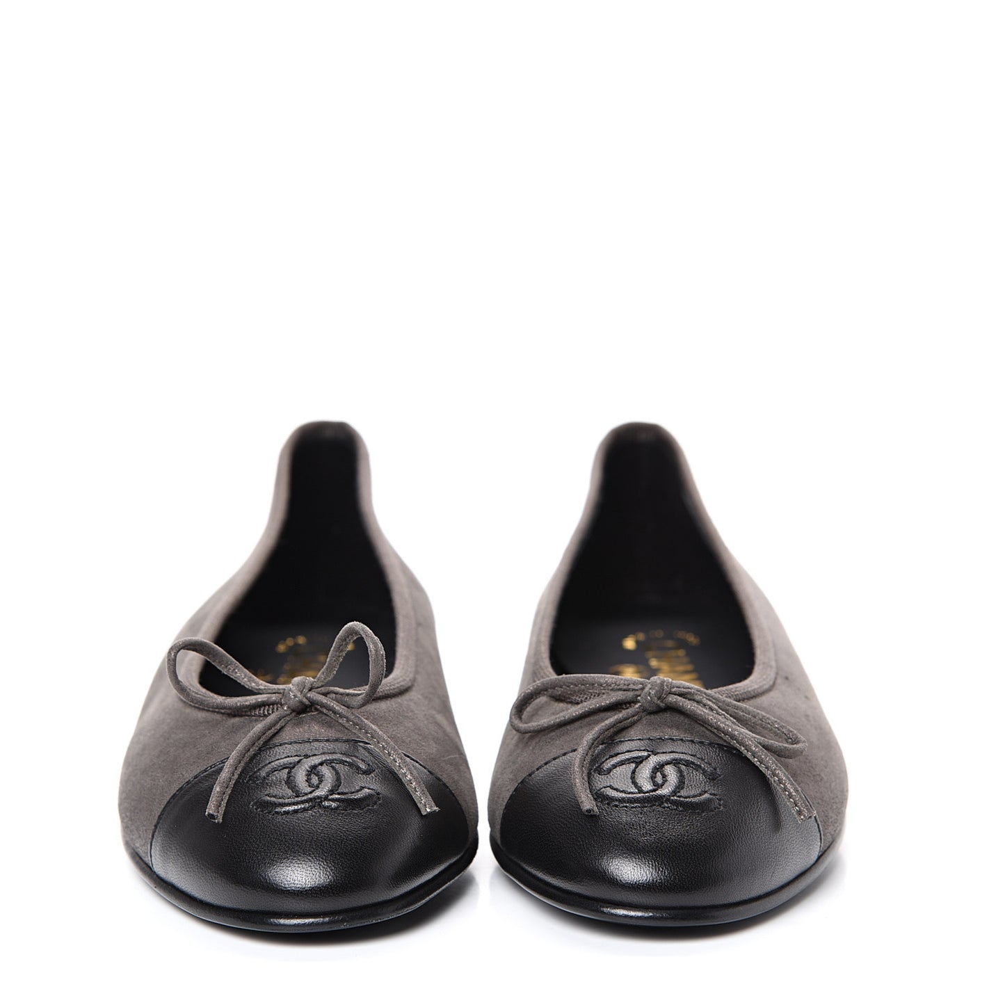 Metallic Lambskin Cap Toe CC Ballerina Flats 37 Brown Black