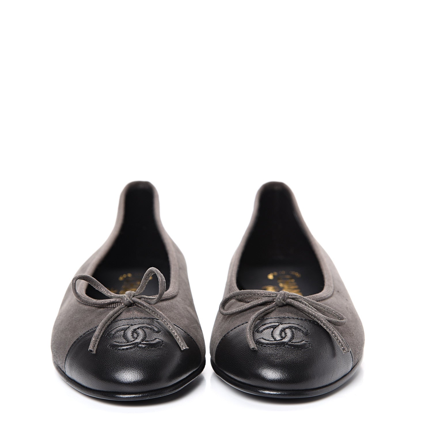 Chanel Metallic Lambskin Cap Toe CC Ballerina Flats 37 Brown Black 2 of 10