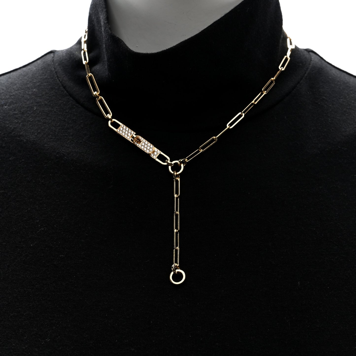 18K Rose Gold Diamond Pave PM Kelly Chaine Lariat Necklace ST