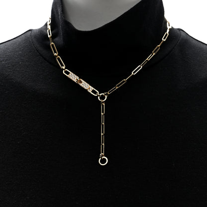 Hermes 18K Rose Gold Diamond Pave PM Kelly Chaine Lariat Necklace ST 3 of 7