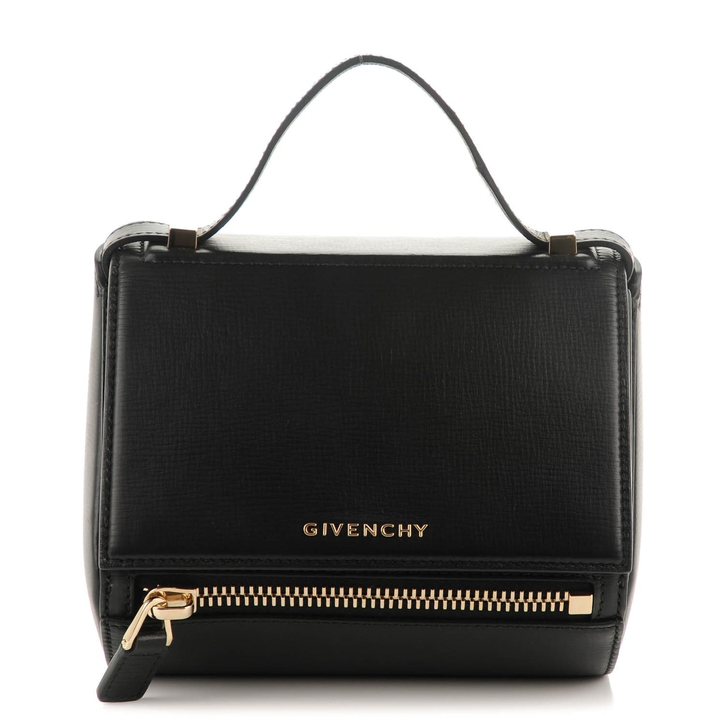 Textured Calfskin Mini Pandora Box Crossbody Bag Black