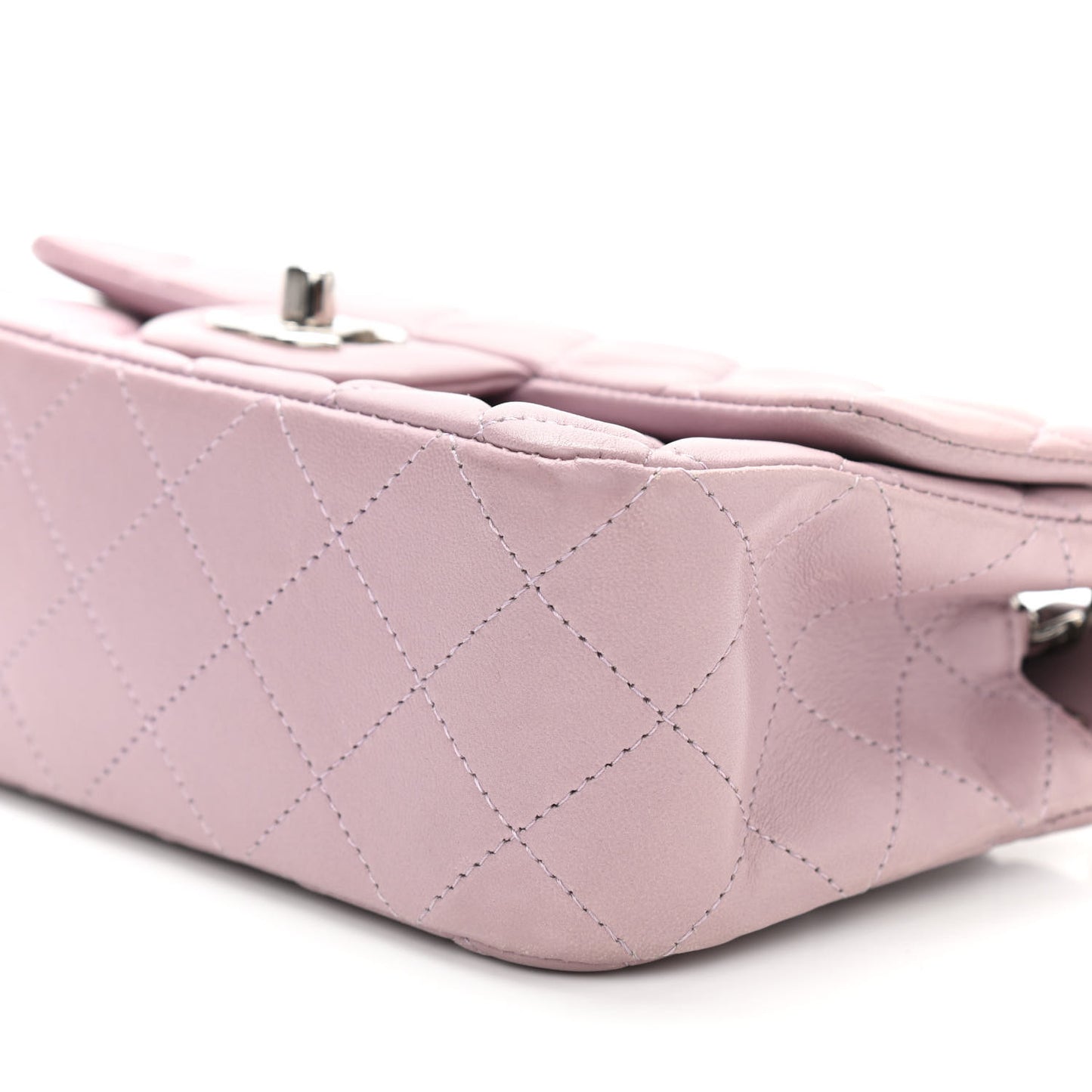 Lambskin Quilted Mini Rectangular Flap Light Purple