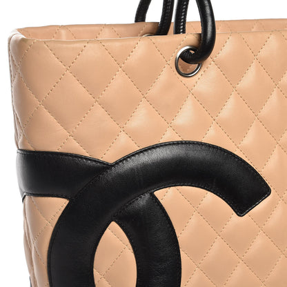 Chanel Calfskin Quilted Large Cambon Tote Beige Black 9 of 13