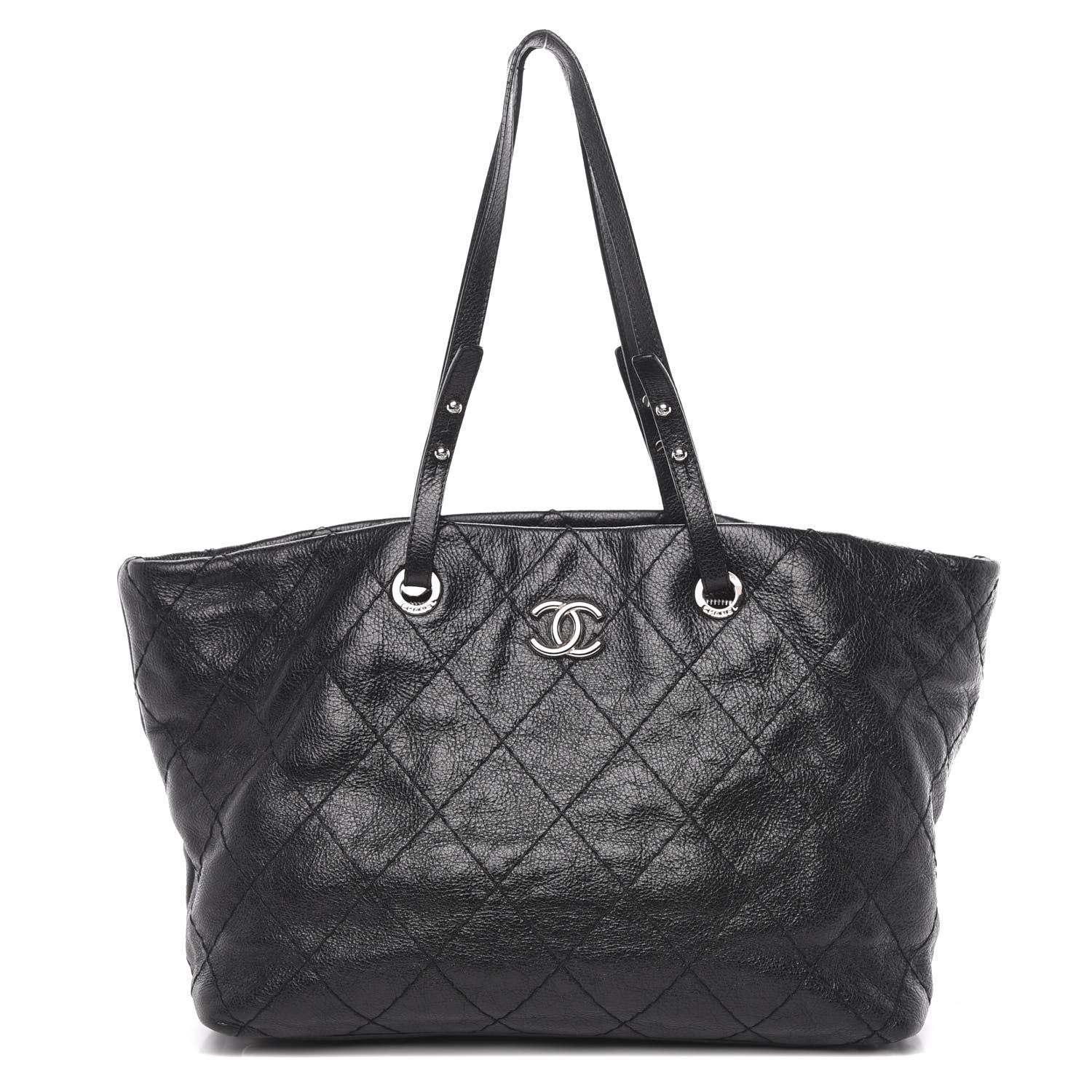 Chanel Glazed Calfskin Large On The Road Tote Black 1 of 14