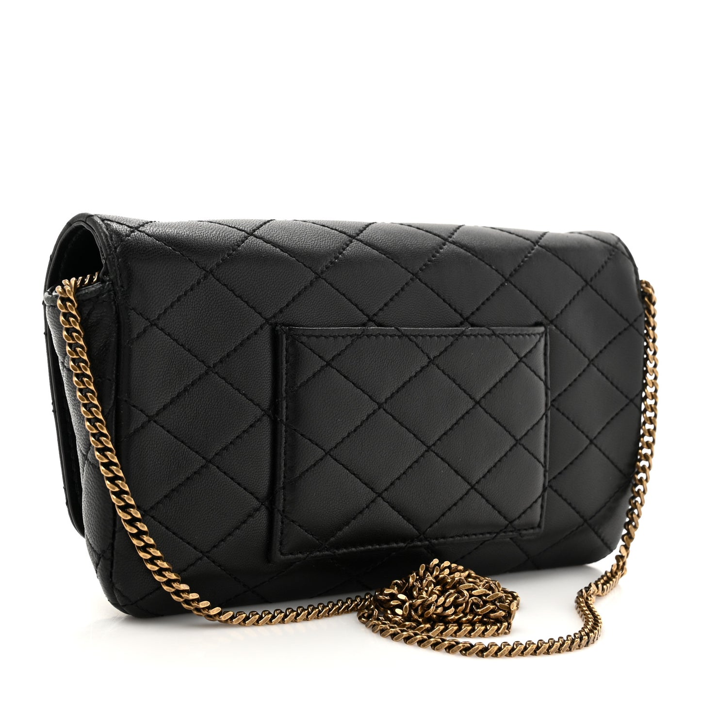 Lambskin Quilted Gaby Phone Holder Crossbody Bag Black