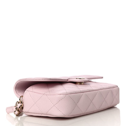 Chanel Caviar Quilted Flap Phone Holder With Chain Light Pink 3 of 11