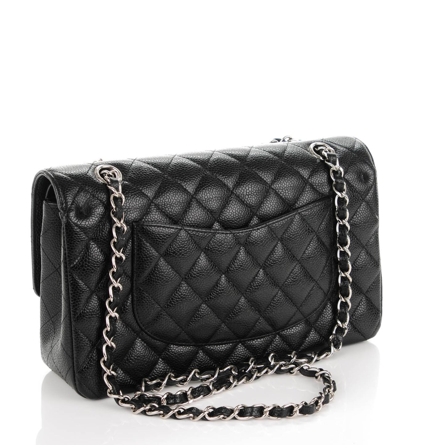 Caviar Quilted Medium Double Flap Black