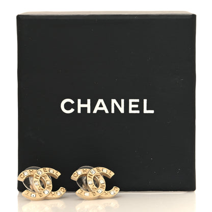 Chanel Baguette Crystal Logo CC Earrings Gold 5 of 5