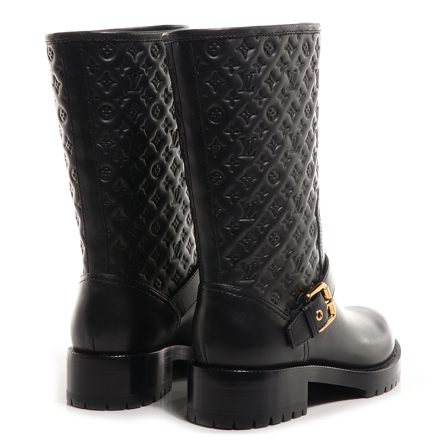 Calfskin Embossed Monogram Rebellion Half Boots 35 Black