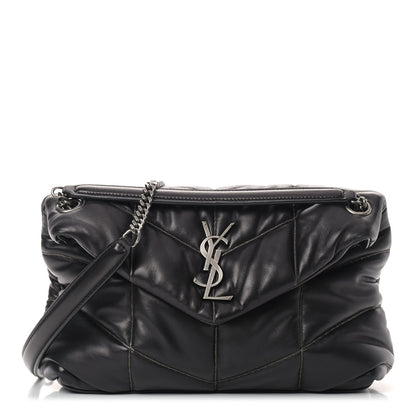 Saint Laurent Lambskin Quilted Small Loulou Puffer Monogram Chain Satchel Black 1 of 10