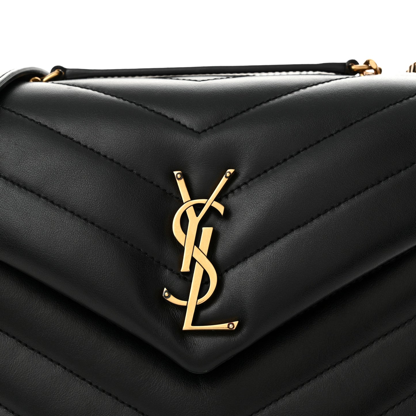 Calfskin Y Quilted Monogram Small Loulou Chain Satchel Black