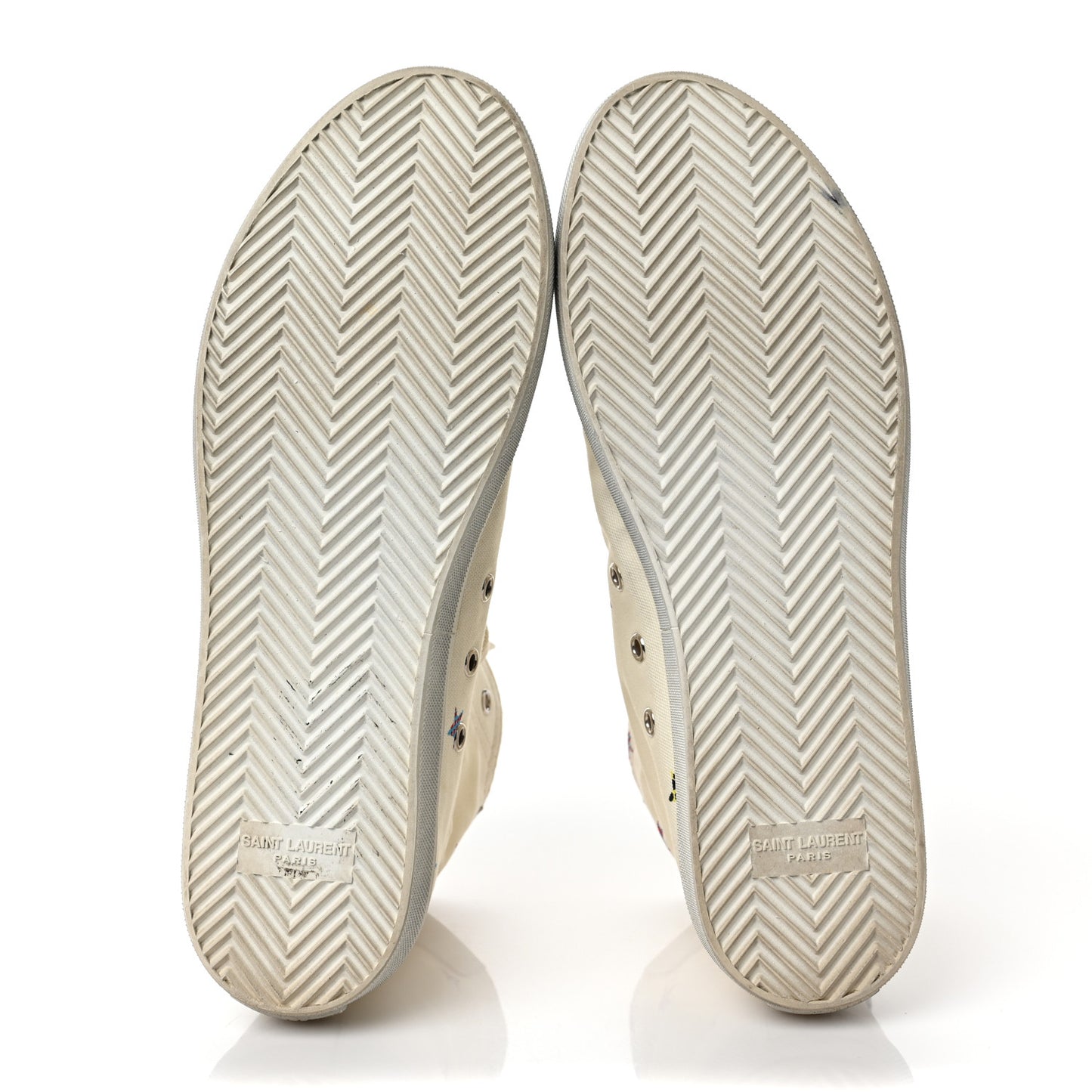 Canvas Fun-Star Print Bedford Hightop Sneakers 41 Cream