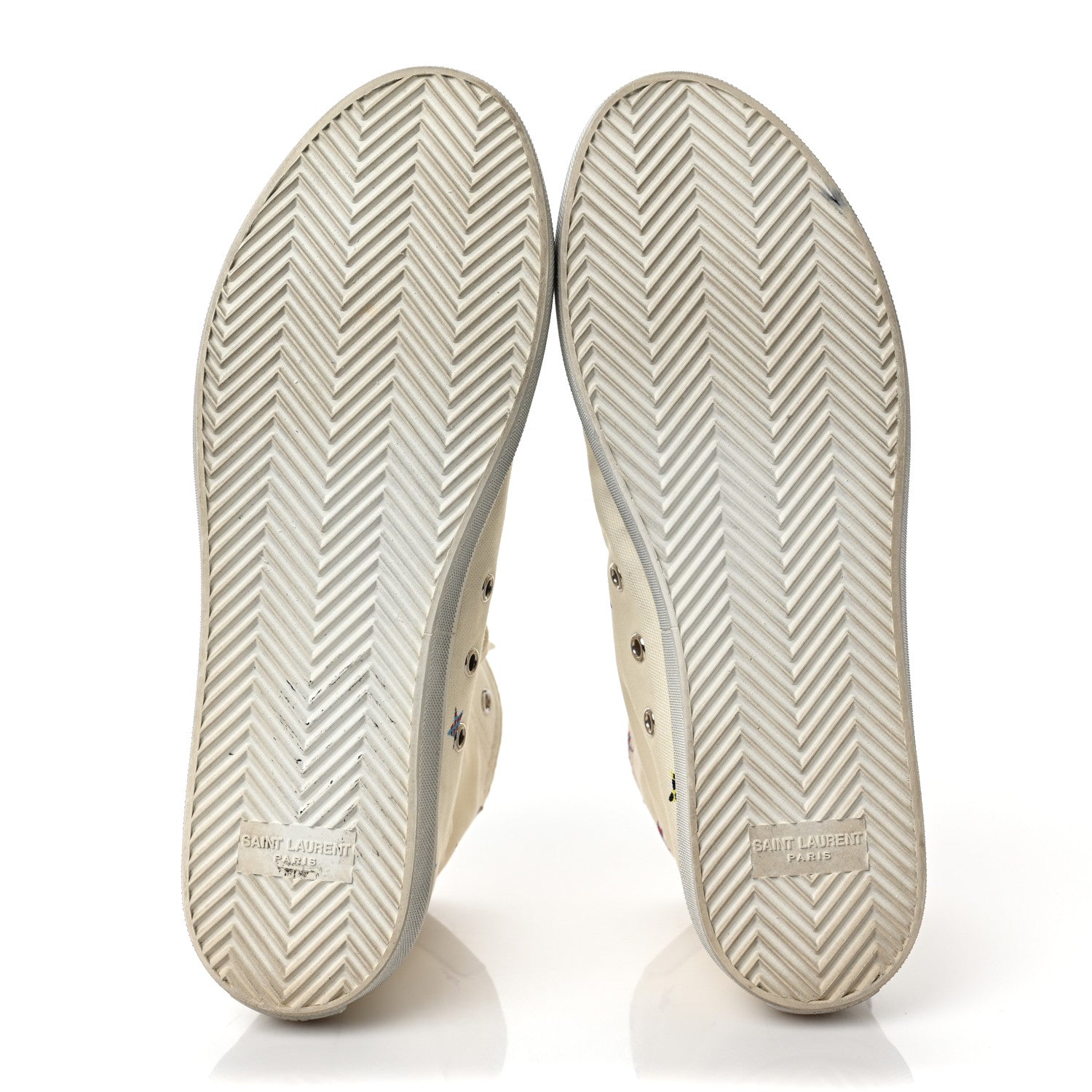 Saint Laurent Canvas Fun-Star Print Bedford Hightop Sneakers 41 Cream 6 of 15