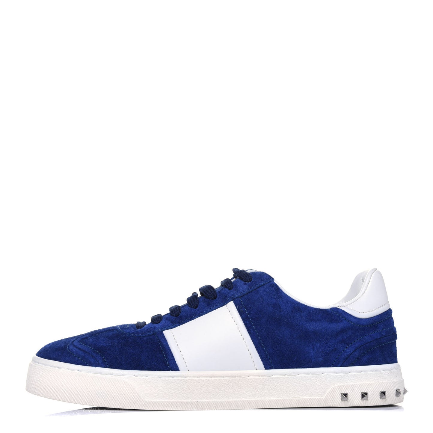 Suede Calfskin Mens Rockstud Flycrew Sneakers 40 Navy White