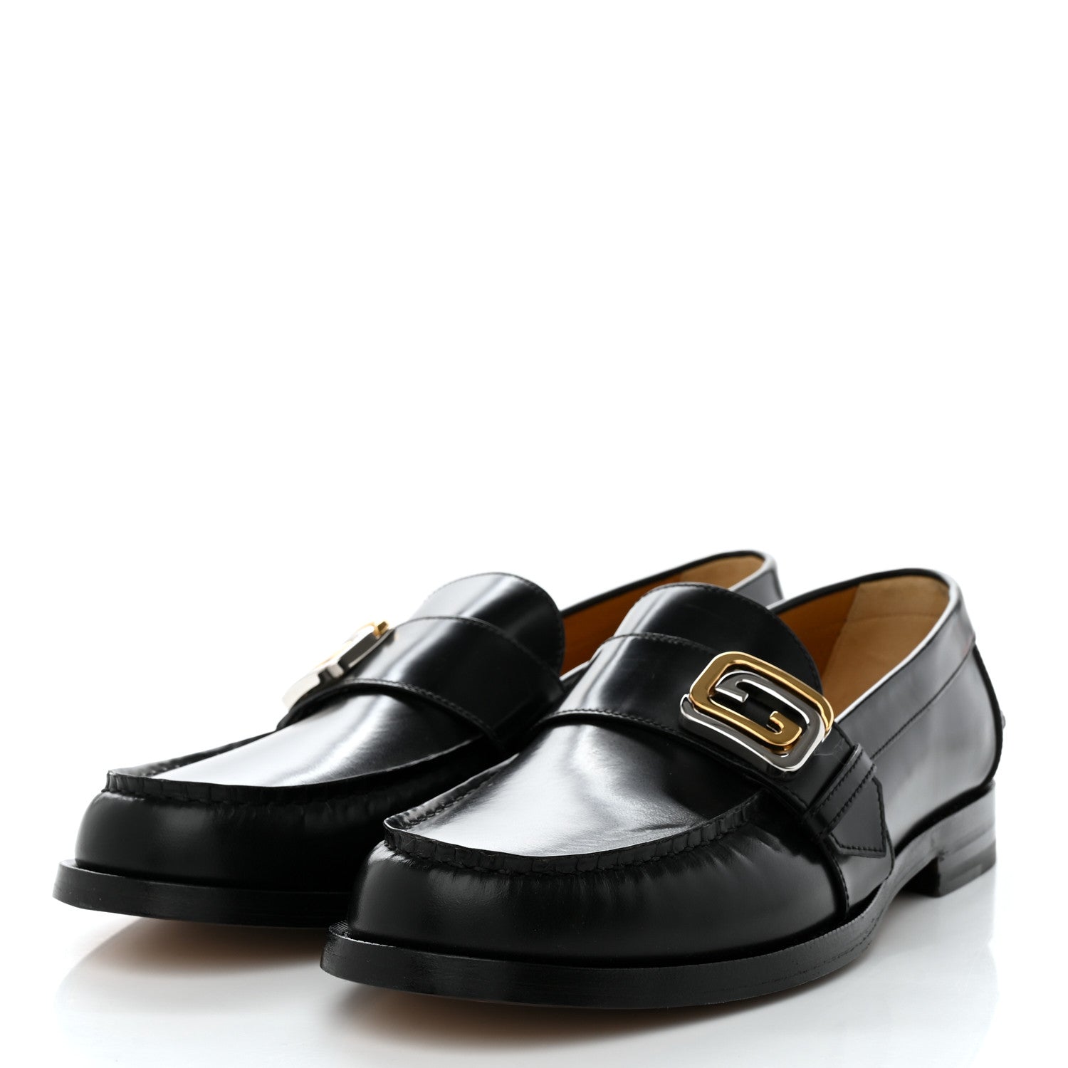 Gucci Calfskin Mens Interlocking G Loafers 10 Black 3 of 9